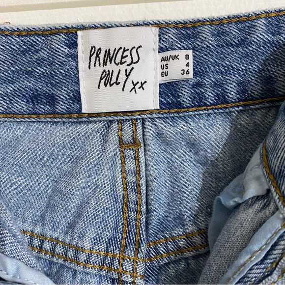 Princess Polly Woman’s High Rise Straight Leg Blue Jeans Denim Pants Size 4 - Picture 4 of 4